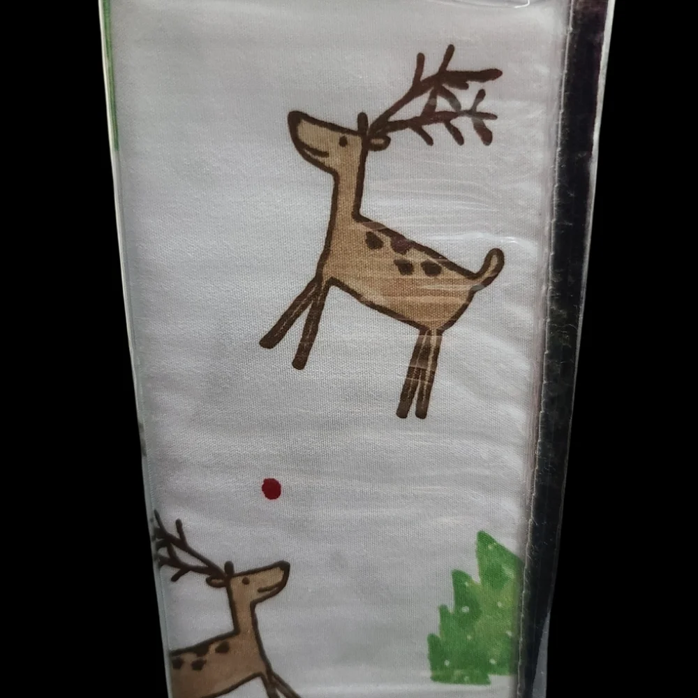 Rae Dunn Stag Reindeer Christmas Tree Queen Bed Sheet Set Decor New